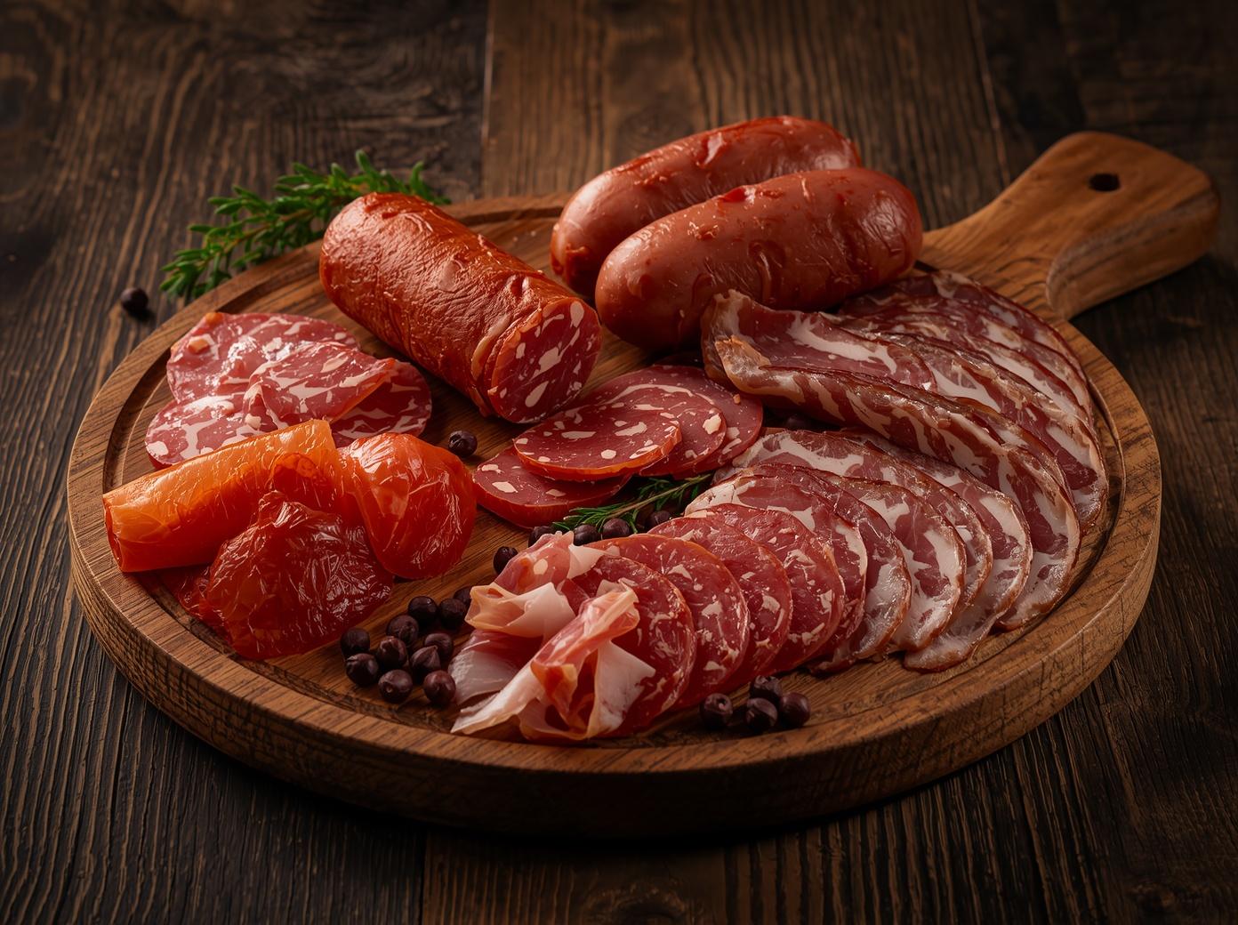 Apresentação de linguiças e temperos